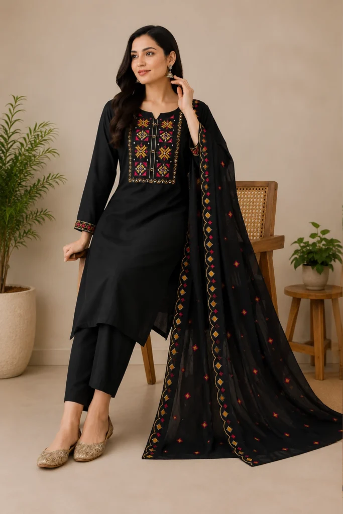 Aarnik-Ethnics-Black-Embroidered-3-Piece-Ethnic-Kurta-Suit-Set