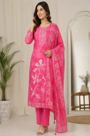 Aarnik-Ethnics-Bright-Pink-Muslin-Kurta-Set