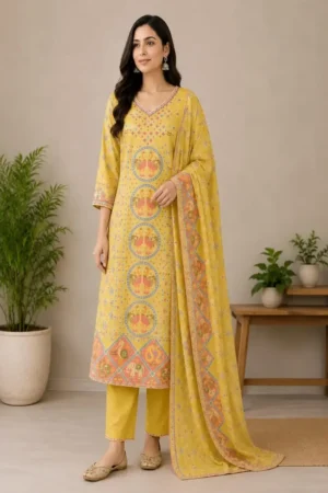 Elephant Yellow Motif Kurta Set