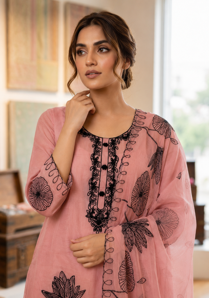 Aarnik-Ethnics-Women's-Embroidered-Cotton-Kurta-Set-with-Dupatta