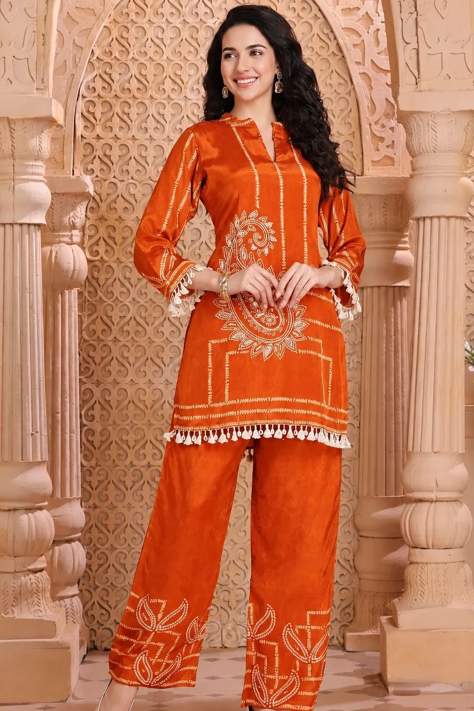 Aarnik-Ethnics-Festive-Orange-with-Tassel-Accent-Co-ord-Set