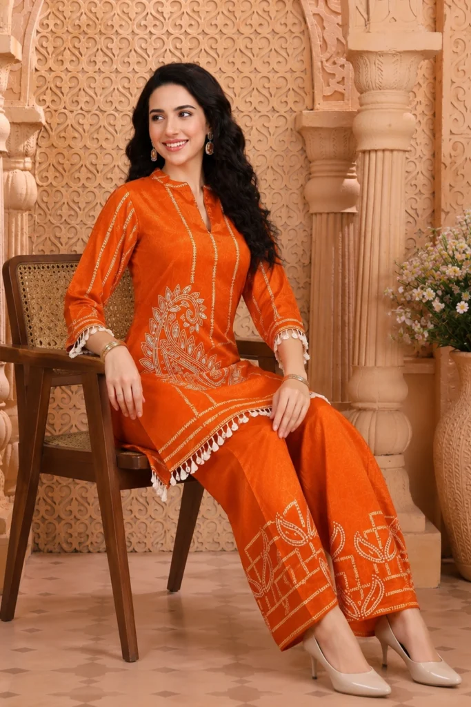 Aarnik-Ethnics-Festive-Orange-with-Tassel-Accent-Co-ord-Set