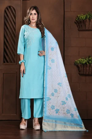 Aarnik-Ethnics-Light-Blue-Embroidered-Kurta-Set