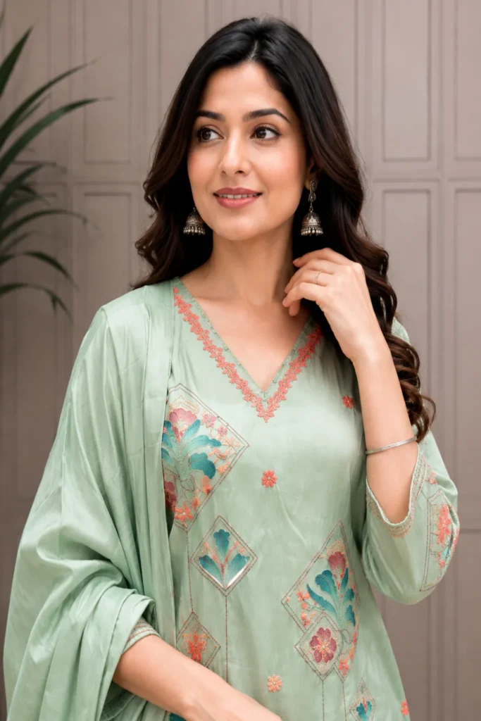 Aarnik-Ethnics-Mint-Green-Embroidered-Kurta-Set