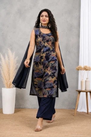 Aarnik-Ethnics-Navy-Blue-Abstract-Printed-Rayon-Kurta-Set