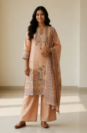 Aarnik-Ethnics-Peach-Cotton-Kurta-Set
