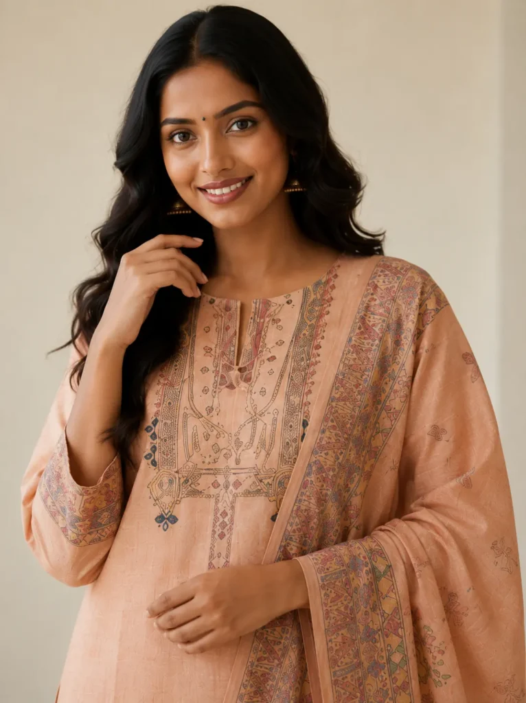 Aarnik-Ethnics-Peach-Cotton-Kurta-Set