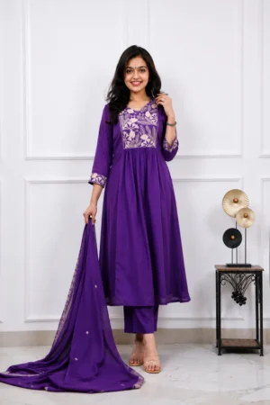 Aarnik-Ethnics-Purple-Floral-Kurta-Set
