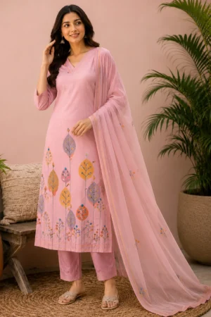 Aarnik-Ethnics-Soft -Pink-Printed-Kurta-Set-With-Dupatta