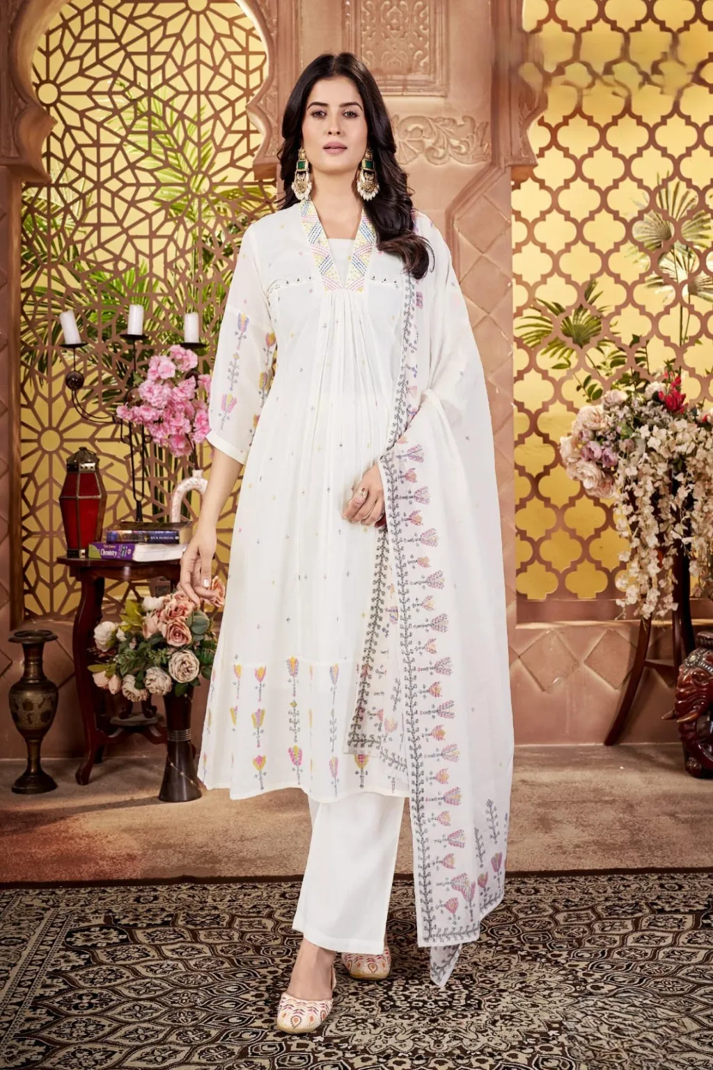 Aarnik-Ethnics-White-Pastel-Embroidered-Kurta-Set