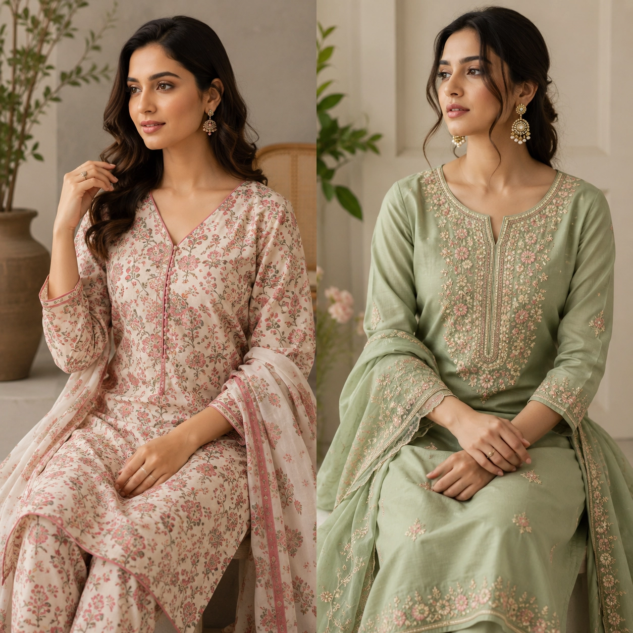 Aarnik Ethnics Printed Vs Embroidered Kurta sets
