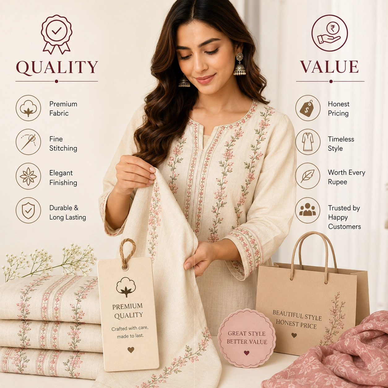 Premium women's cotton kurta offering comfort and everyday value