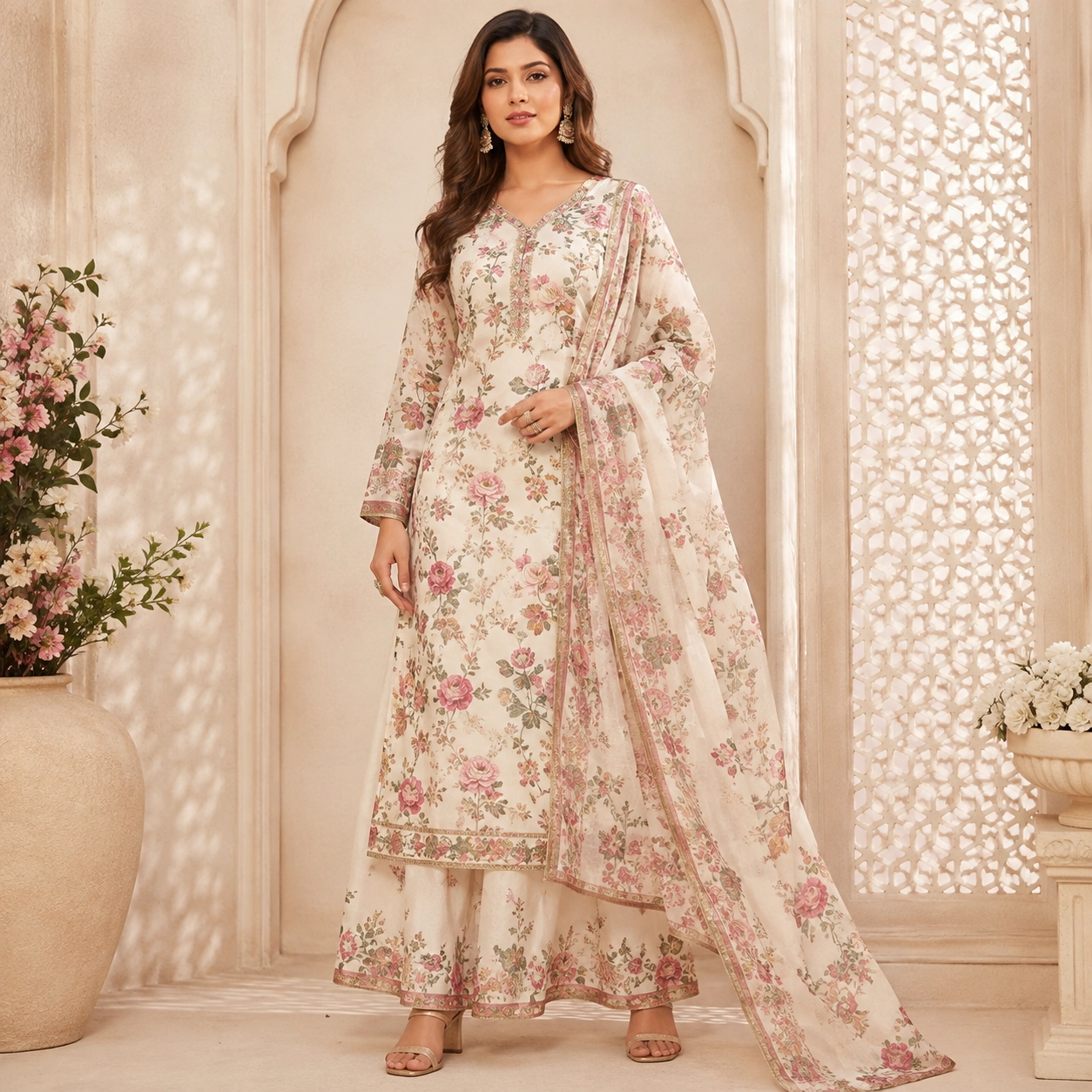Floral printed women's ethnic wear trend 2026